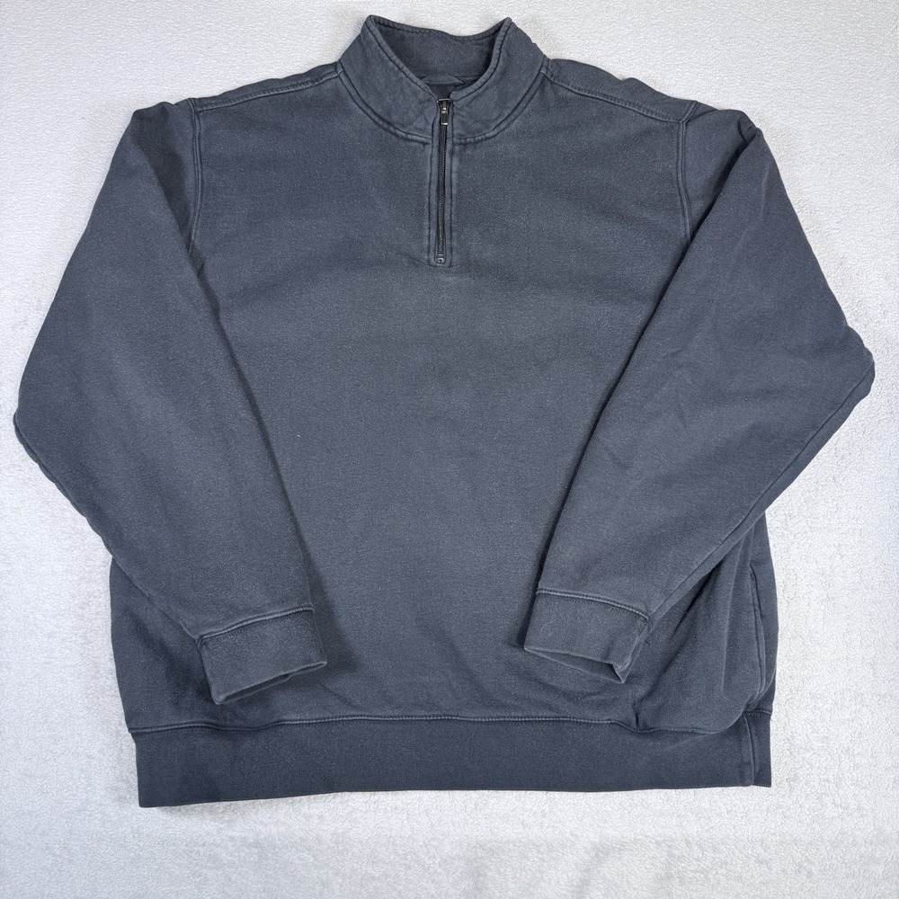 L.L. Bean Sweatshirt Men's XL Blue Quarter Zip With Side Pockets Vintage